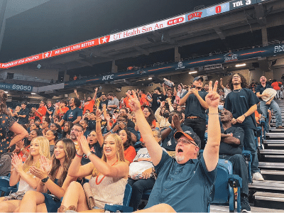 cheering at the game